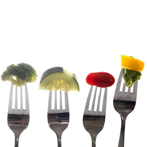 groenten op vorken