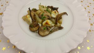 Schorseneren met geitenkaas en champignons