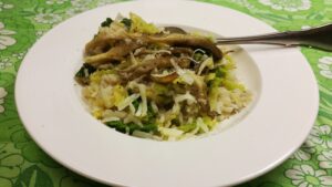 Risotto met groene kool en paddenstoelen