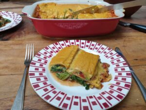 Vegan spinazielasagne met paddenstoelen