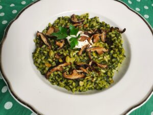 risotto met palmkool en gebakken shiitake