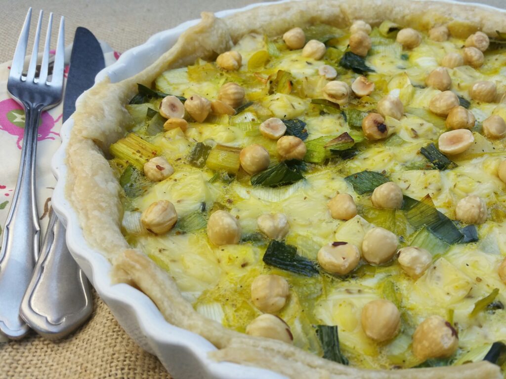 preitaart met kaas en hazelnoten