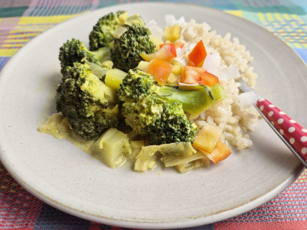 curry van broccoli met rijst 