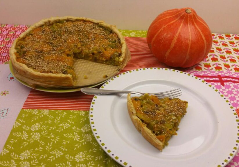 Taart met pompoen en bleekselderij en roquefort