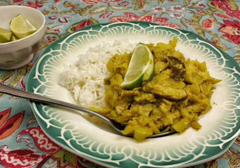 Rendang van spitskool met shiitake