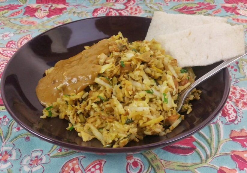 Winterse nasi met knolselderij, prei en Chinese kool