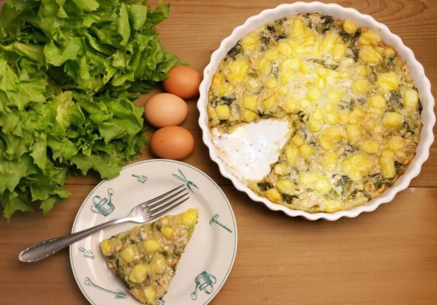 Andijvieclafoutis met kaas en nootjes