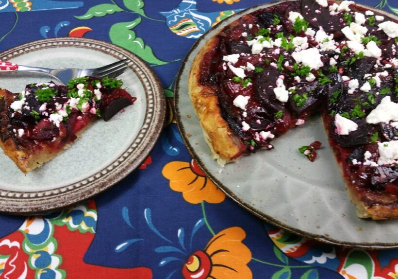 Bieten-tarte tatin met uien
