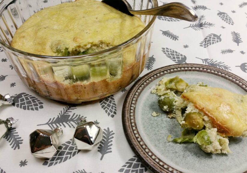 Een soufflé laag op groente