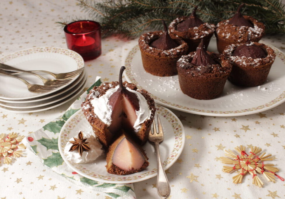 cakejes met stoofpeer er in