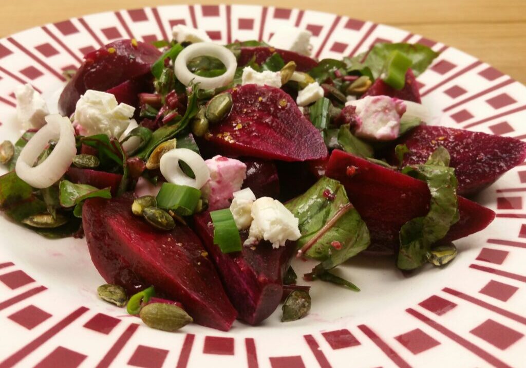 bietjes salade met bosui en geitenkaas