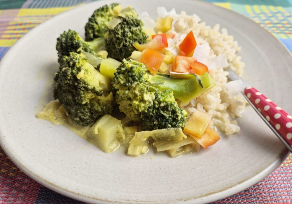 curry van broccoli met rijst 