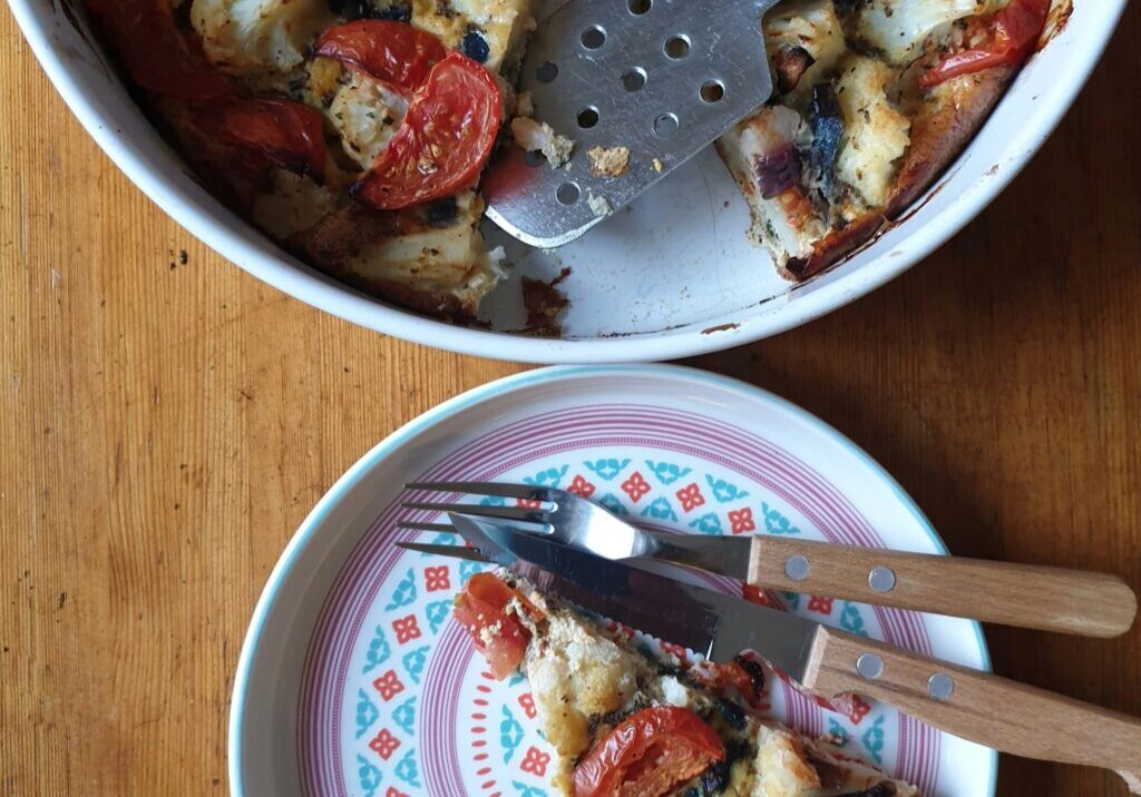 frittata met bloemkool en tomaat