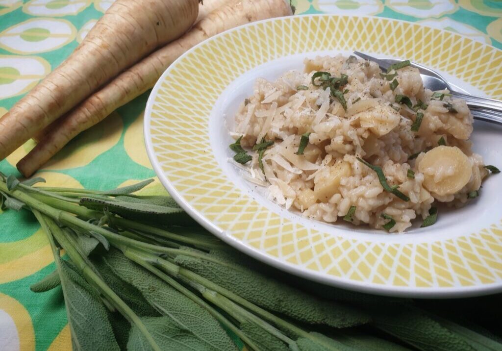 Pastinaakrisotto met salie
