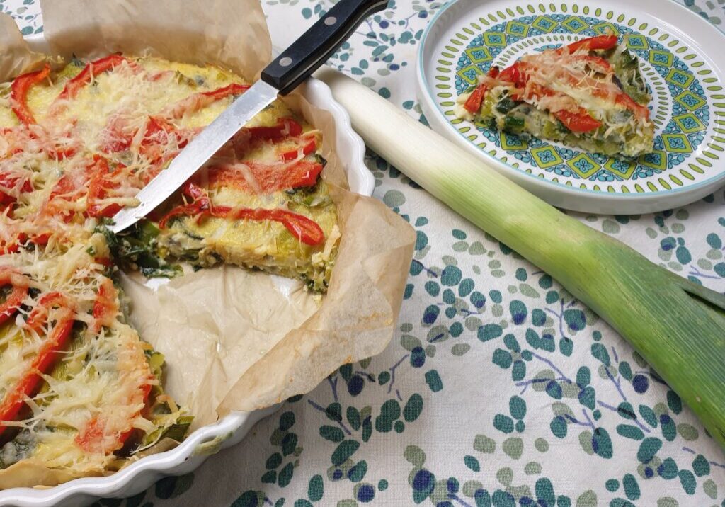 Frittata met prei en paprika