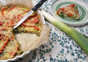 Frittata met prei en paprika