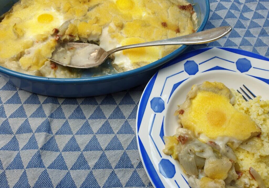 Witlof met ei uit de oven