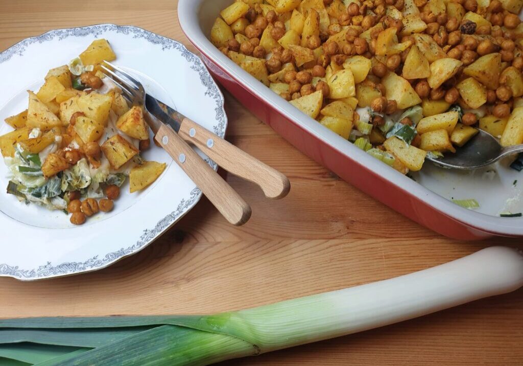 PREI, AARDAPPELS EN KIKKERERWTEN UIT DE OVEN
