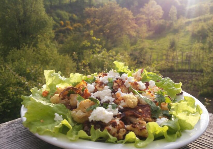 Gebakken bloemkool met linzen