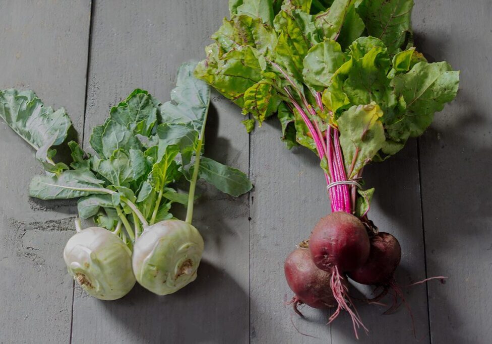 koolrabi en bosbiet