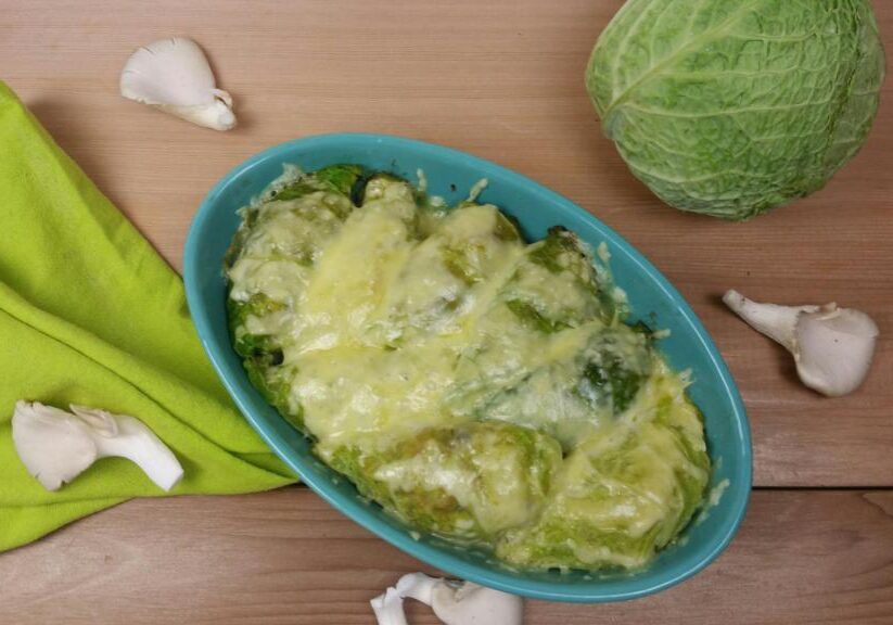 Koolrolletjes gevuld met kaas en oesterzwam