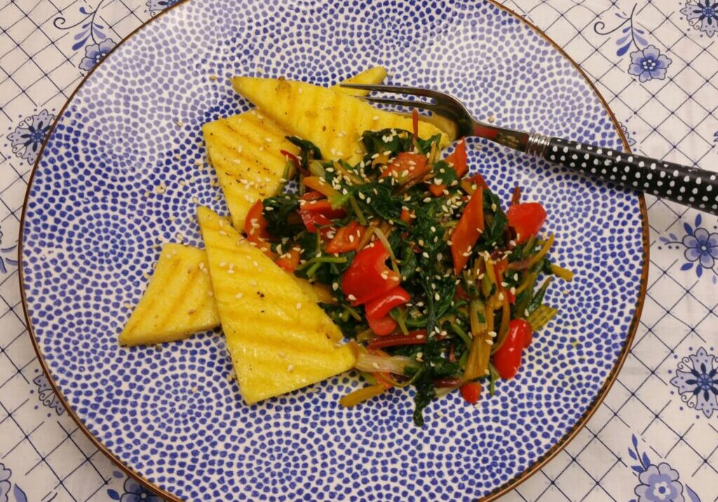 snijbiet met polenta